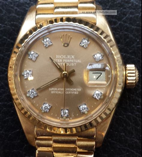 rolex damenuhr gold brillanten alt